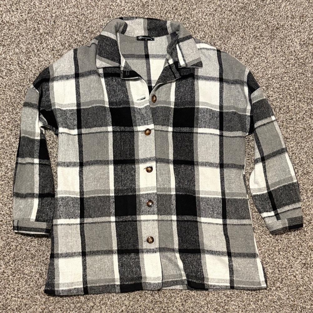 Plaid Women’s Jacket/Overcoat in Black and Gray